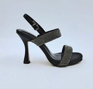 SANDALI PELLE FASCE STRASS NERO - Foto 1 di 2