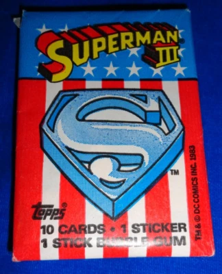 1983 Topps Superman III Wax Pack Fresh from box as pictured Gum Broken - Tear - Image 1 of 4