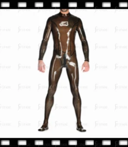 Latex Catsuit Princess Cutting Transparent Color Back 3 Way Zip Customized 0.4mm - Imagen 1 de 7