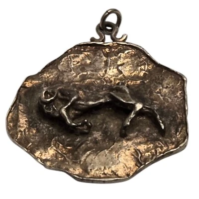 Винтажный бруталистский кулон из стерлингового серебра деревенской серии «Овен» - Изображение 1 из 4