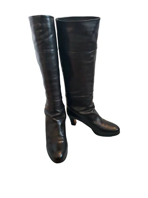 Bruno Magli Italian Black Leather Womens' Boots Size 7 1/2 Heel 2 1/2" Chic Posh - Image 1 of 4