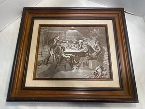 TAVOLO DA POKER FREDERIC REMINGTON 1887 Incorniciato ""Quarrel Over Cards"" Incisione su schiuma - Foto 1 di 24
