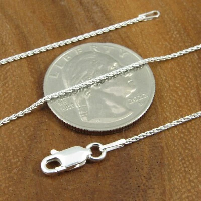 Collar para mujer cadena italiana de plata de ley 925 maciza de 1,1 mm con cadena de espiga/trigo Foto 1 de 4