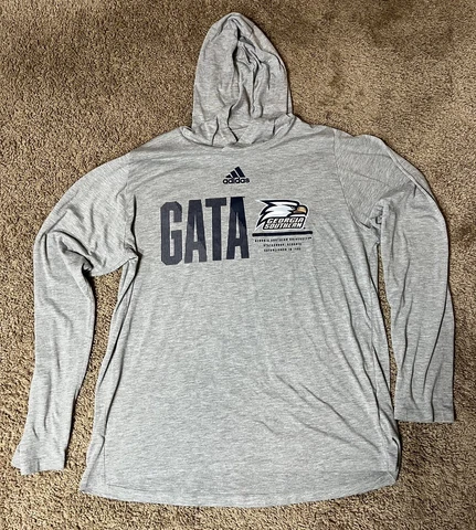 Georgia Southern Eagles Adidas Long Sleeve Hooded Shirt GATA Gray Men’s Sz Large Cover