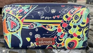 Sakroots Zip Around Wallet Floral Peacock Multicolored Peace Free Verse Pattern - Picture 1 of 15