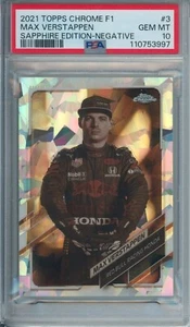2021 Topps Chrome Sapphire F1 Max Verstappen NEGATIVO PSA 10 43/100 #3 Fresh - Foto 1 di 2