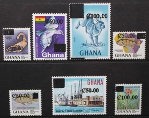 GHANA 1988-1990 Selection of SURCHARGES OVERPRINTS. 7 values ONLY. MNH SG1245++ - Picture 1 of 2