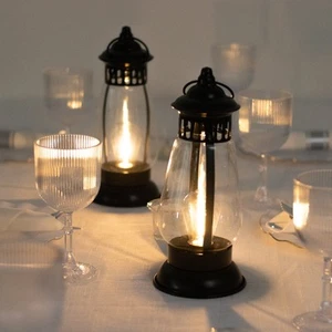 4 Vintage 10" BLACK Battery-Operated Metal LED Lanterns Wedding Party Events - Picture 1 of 8