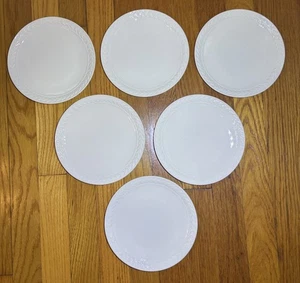 Juego de 6 platos de ensalada Lenox Fontaine blanco marfil borde hoja de laurel 7" - Imagen 1 de 9