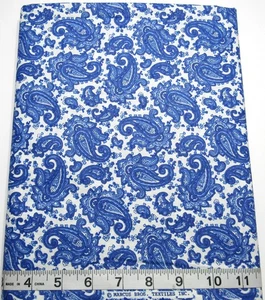 Vintage Blue/White Paisley 1.75yds Marcus Bros. Cotton Sew Quilt Craft Fabric - Picture 1 of 3