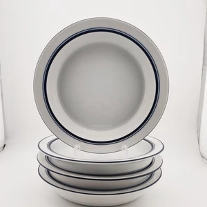 NWT Set 4 Dansk Christianshavn Bistro Blue Rimmed Soup Salad Bowls 8" Portugal - Picture 1 of 12