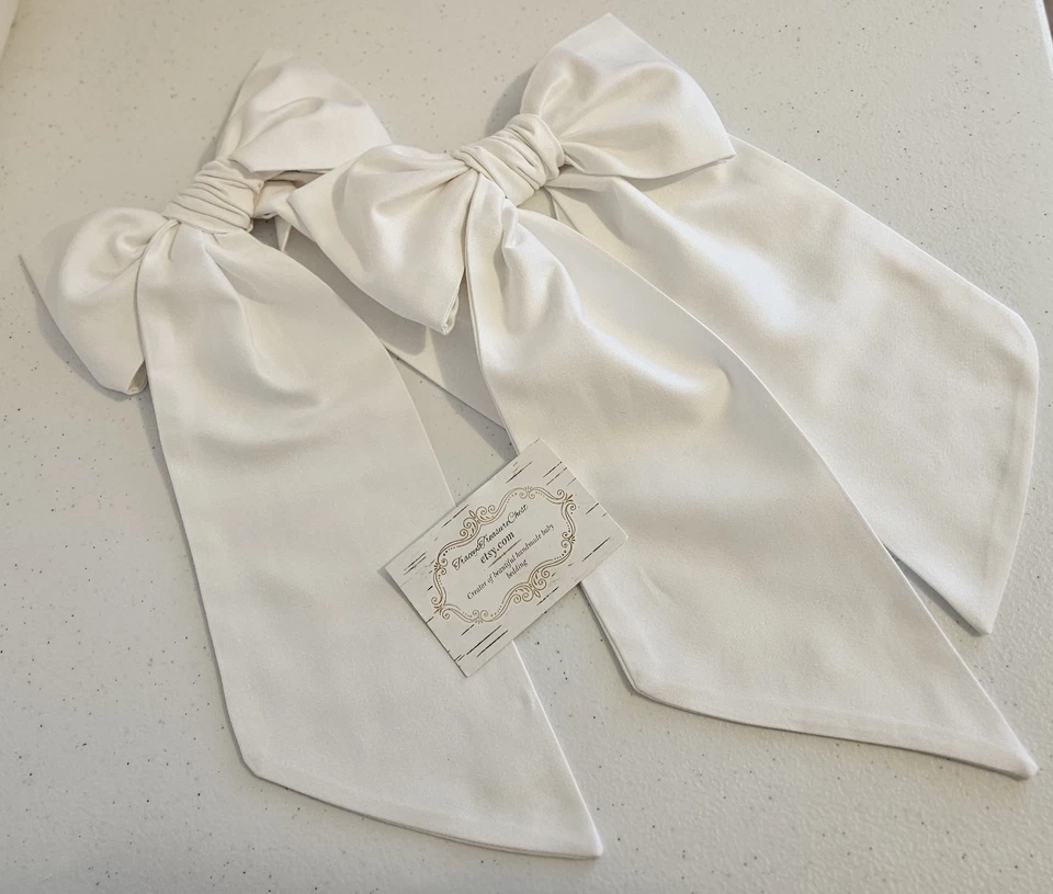 1 Cot Bow Crib Bow Moses Basket Bow Tie on Canopy Bow White - Image 1 of 1