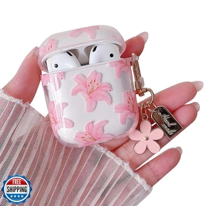 MINSCOSE Compatible with AirPods 1and2 Clear Case, Cute Flower Pattern Design - Picture 1 of 5