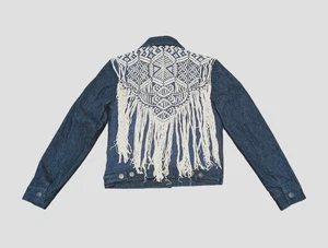 Size XS - Levis FRENCH FRINGE Womens Trucker Jacket Denim Western Boho MSRP $398 - Picture 1 of 12