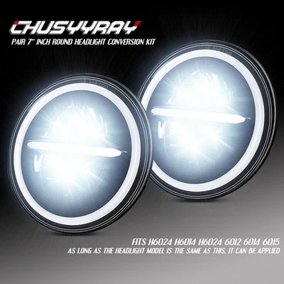 Pair 7" inch Round LED Headlights DRL Hi-Lo Beam For Ford Bronco 1966-1977 - Image 1 of 4