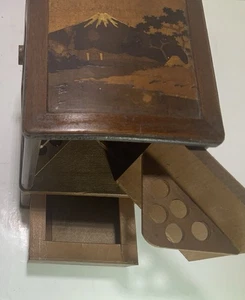 Vintage Japanese Cigarette Box Inlaid Wood  - Picture 1 of 10