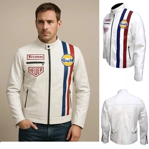 Giacca Moto Uomo Steve McQueen Stile Pilota Heuer Vera Pelle Moto - Foto 1 di 7