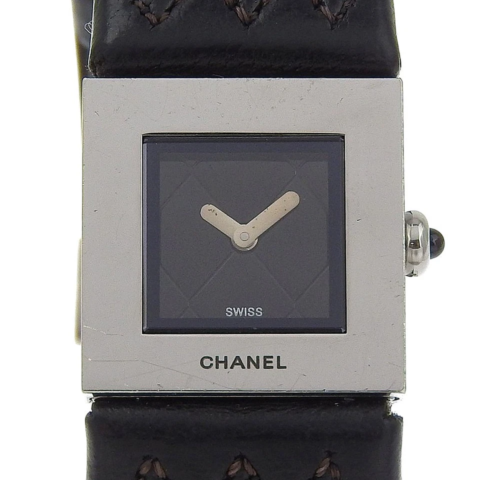 CHANEL Matelasse Watches H0116 blackDial Stainless Steel/leather Quartz An... - Image 1 of 4