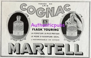 PUBLICITE COGNAC MARTELL FLASK TOURING POUR LE VOYAGE DE 1929 FRENCH AD PUB RARE - Picture 1 of 1