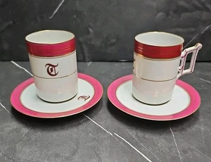 Antique Delinieres Co. 4 Pc Demi-tasse Set Old World Letter T Monogram - Picture 1 of 4