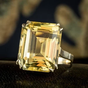 Vintage Citrine Cocktail Ring 13ct Citrine - Picture 1 of 8