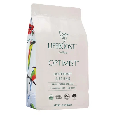 Lifeboost Orgánico Ligero Tostado Café Molido Bajo en Ácido No OGM Puro Bolsa 12oz Foto 1 de 4