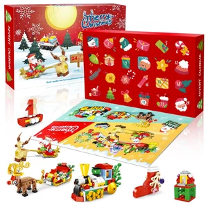Building Block Advent Calendar 2024 Christmas Countdown Toy 24 Days Santa Train - Picture 1 of 7