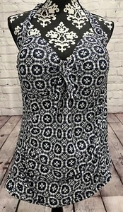 NWT Women’s MERONA Black White Floral Print Padded Unlined Swim Tankini Top XL - Picture 1 of 18