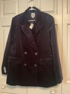 NEW GAP Women’s SZ 14 Double Breasted Navy Corduroy Blazer - Picture 1 of 5