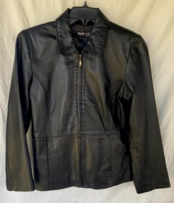 STYLE & CO..NEGRO..CUERO..CHAQUETA..MUJER MEDIANA Foto 1 de 4