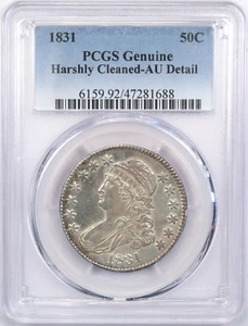 1831 Capped Bust Half Dollar 50C, PCGS AU Detail, Harshly Cleaned - Picture 1 of 4