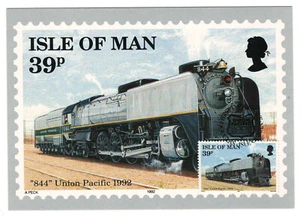 Tarjeta postal muy fina ISLE OF MAN 1992 " No. 844" Union Pacific Railroad 1992 - Imagen 1 de 2