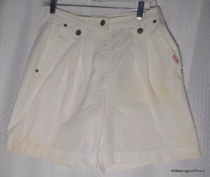 Women's Vintage Bil Bass White Shorts Size 12 Cotton 6" Mom Shorts High Waisted