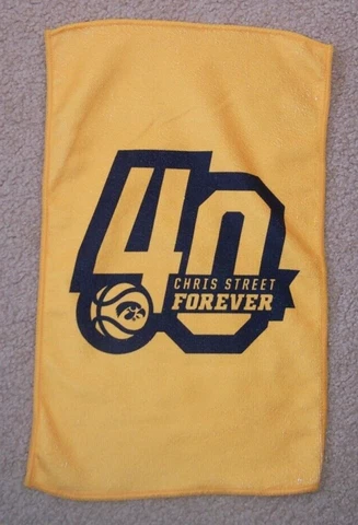 Iowa Hawkeyes Rally towels (for 2) "Chris Street Forever 40"  Iowa Basketball Cover