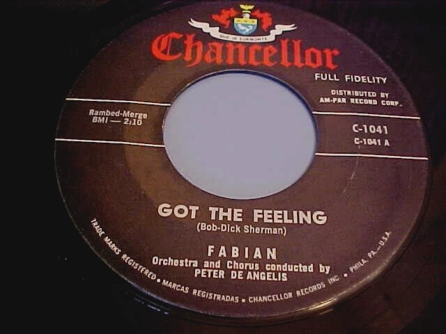 Fabian - EX VINYL & EX AUDIO - Got The Feeling / Come On And Get Me (1959 R &R) - Image 1 of 2
