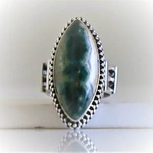 OCEAN JASPER NATURAL GEMSTONE 925 SOLID STERLING SILVER HANDMADE JEWELRY RING - Picture 1 of 8