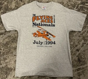 Vintage The Flying Aces Club Shirt Nationals Mk. IX Gulf Hawk NR982V ‘94 NY Lrg - Picture 1 of 5