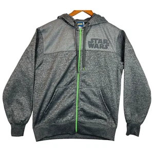 Star Wars Gray with Lime Accents Full Zip Hoodie Adult Small Hooded Sweatshirt - Picture 1 of 8