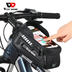 WEST BIKING Fahrrad Front Frame Tasche Radfahren Touchscreen Telefon Tasche 7" - Picture 1 of 14