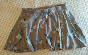 So Young Girls Mini Skirt Gray Blue Floral XL - Picture 1 of 3