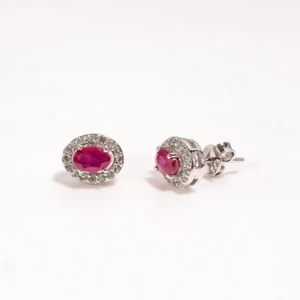 100 % natürliche rosa Rubin & Topas Ohrringe, 925 Sterlingsilber Ohrstecker - Bild 1 von 4