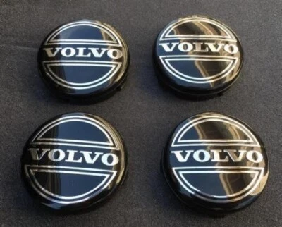 SET OF 4 VOLVO BLACK CENTER WHEEL HUB CAPS COVER LOGO RIMS 3546923 Foto 1 de 4