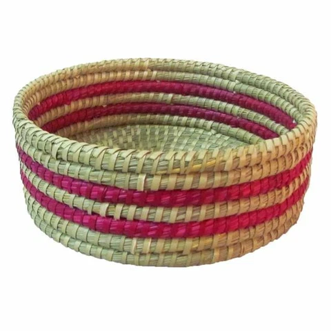 Handwoven Kaisa Grass Round Storage Display Basket Made you Blush Cover