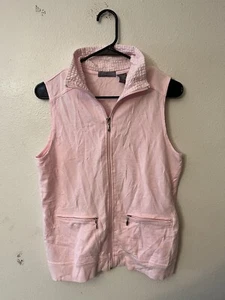 Laura Scott Vest Women M Medium Pink Full Zip Fleece Sleeveless Mock Neck - Picture 1 of 5