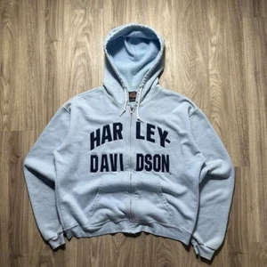 XL Harley Davidson Blue Zip Up Hoodie - Picture 1 of 4
