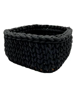 Basket crocheted from cotton cord. Basket for small items. Square basket - Picture 1 of 8