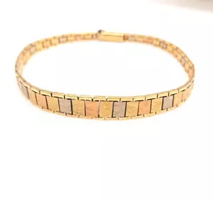 Vintage 14k tri-color 7.5" bracelet GO Italy 14 grams New - Picture 1 of 6