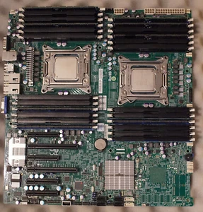 Supermicro X9DRE-TF+ EE-ATX 2xE5-2650v2 64GB Server Motherboard LGA2011 2x10GbE - Picture 1 of 10
