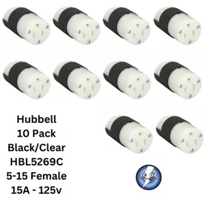 LOT 10x Hubbell HBL5269C AC Female Edison NEMA 5-15R Receptacle 15A 125V CL/BK - Picture 1 of 3