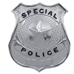 FAKE SILVER POLICE BADGE METAL MAN WOMAN COP HEN BACHELOR FANCY DRESS ACCESSORY - Picture 1 of 4